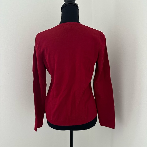 Red Ribbed V-Neck Top - Picture 3 of 4